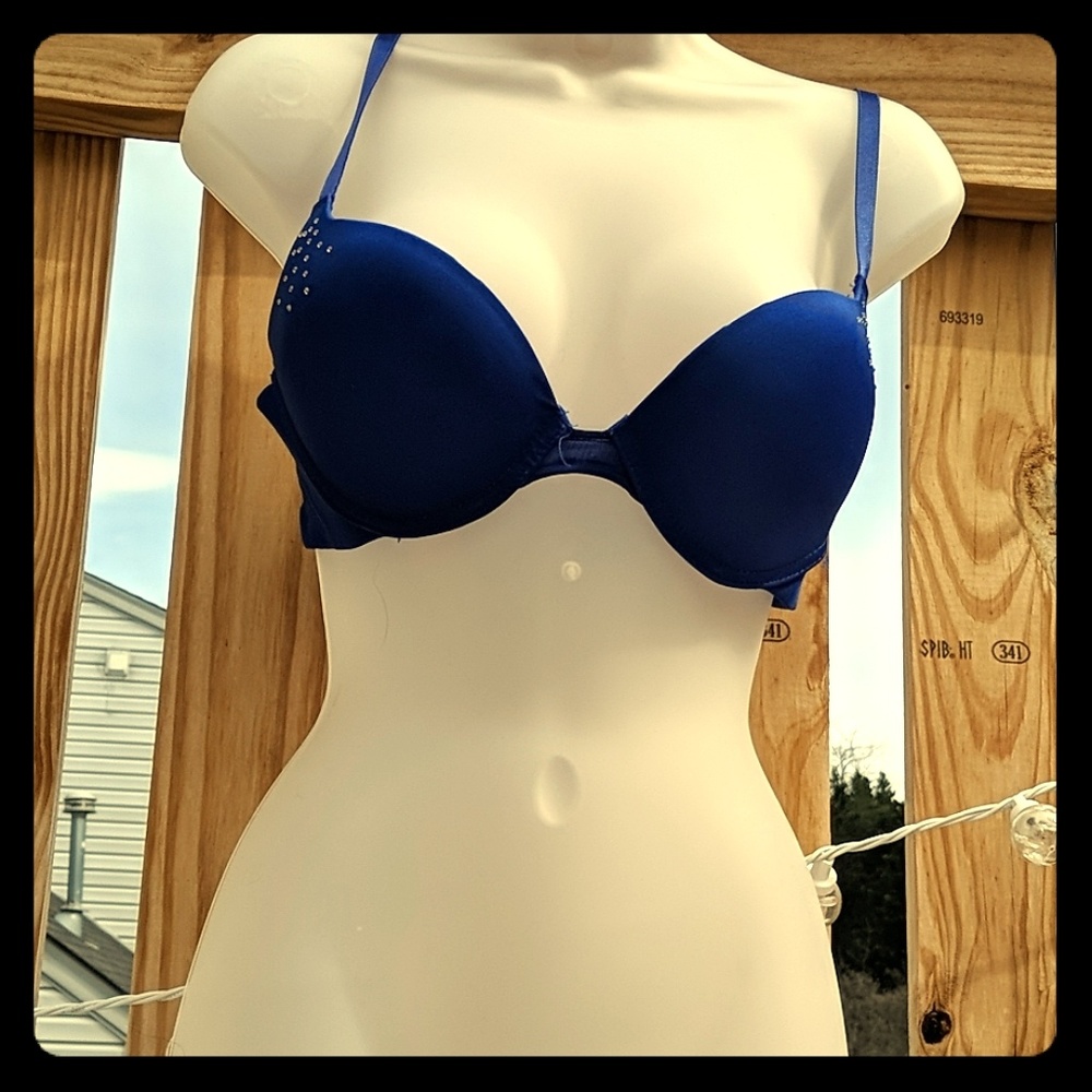 Ultra pushup bra 34B Royal blue with rhinestones
